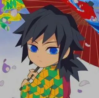 🪆 7509e270 Giyu Tomioka Demon Slayer Anime, Demon Slayer, Giyu Tomioka, Chibi, Regenschirm telegram sticker