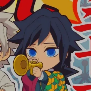 🌊 75836386 Giyu Tomioka Demon Slayer Anime, Demon Slayer, Giyu Tomioka, Chibi, Trompete telegram sticker