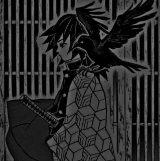 🕳 90e46f9c Giyu Tomioka Demon Slayer Anime, Manga, Schwert, Giyu Tomioka, Demon Slayer, Katana, Krähe, Japanisch telegram sticker