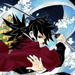 🎎 c3e121a8 Giyu Tomioka Demon Slayer Anime, Schwert, Giyu Tomioka, Demon Slayer, Waffe, Katana, Charakter, Manga telegram sticker