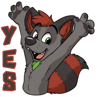 😃 19a9fbc1 YES animal dessin animé, oui, accord, mignon, joyeux, positif, anthro telegram sticker