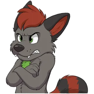 😡 8963b418 Furry, Loup, Dessin animé, En colère, Bras croisés, Grincheux telegram sticker