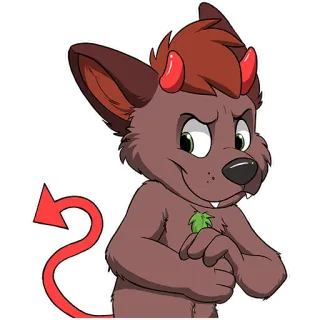😈 f3201374 diable, dessin animé, démon, animal, furry, cornes, queue telegram sticker