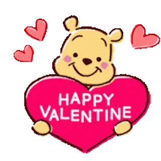❤️ f84d96ff Winnie the Pooh HAPPY VALENTINE 위니 더 푸, 발렌타인 데이, 하트, 귀여운, 만화, 곰, 인사 telegram sticker