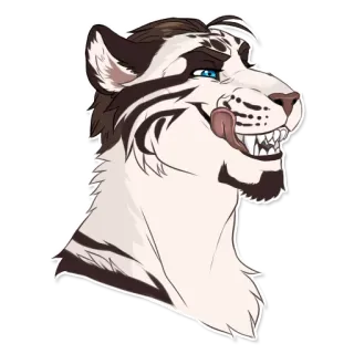 😋 82705c03 白虎, 卡通, 舔, 猫科动物, 动物, 毛茸茸 telegram sticker