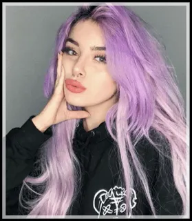 🌿 125b1cf1 女人, 紫色头发, 肖像, 美女, 自拍, 女孩 telegram sticker