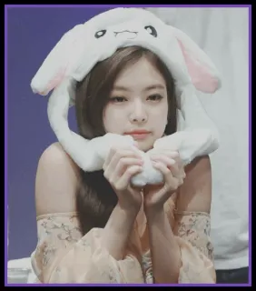 🍒 67b55740 mulher, touca de coelho, retrato, garota, fofa telegram sticker