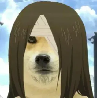🎭 3933090d Eren Yeager Attack on Titan Eren Yeager, Attack on Titan, doge, anime, parody, meme telegram sticker