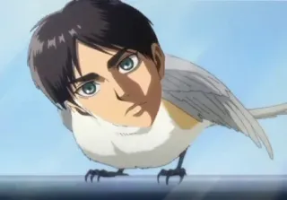 🎭 3cefc378 Eren Yeager Attack on Titan Eren Yeager, bird, anime, manga, fanart telegram sticker