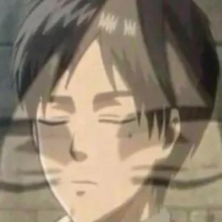 🙏 7b56b5e7 Eren Yeager Attack on Titan anime, eren yeager, attack on titan, anime character, sleeping, sad telegram sticker