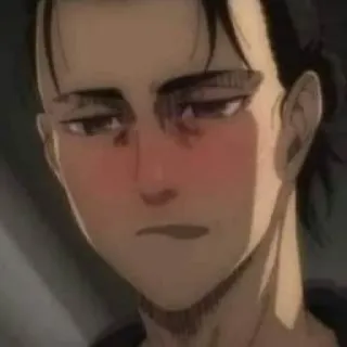 😊 ef481abd Eren Yeager Attack on Titan anime, manga, Eren Yeager, Attack on Titan, character, serious telegram sticker