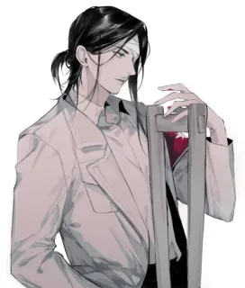 🖤 04964a1e Anime, Mężczyzna, Postać, Ranny, Sztuka, Ilustracja whatsapp sticker