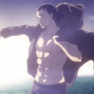 🖤 4dc5604e Eren Yeager Attack on Titan Anime, Eren Jaeger, Atak Tytanów, Bez koszulki whatsapp sticker