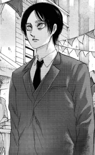 🖤 a2e27a85 Eren Yeager Attack on Titan Eren, Atak Tytanów, Anime, Manga, Postać, Garnitur whatsapp sticker