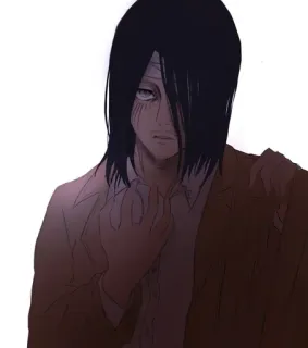 🖤 d52f7d62 Eren Yeager Attack on Titan Anime, Postać, Smutny, Manga, Długie włosy, Eren whatsapp sticker