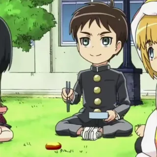 🕶 006a5caa anime, cartoon, school uniform, eating, cute, lunch telegram sticker