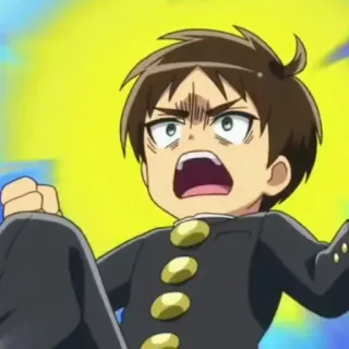 🕶 d12a1e7e Eren Yeager Attack on Titan anime, eren yeager, attack on titan, character, cartoon, angry, boy telegram sticker