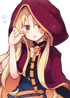 😞 81075625 Anime Mädchen, Hexe, Gestalt mit Kapuze, Manga, Cartoon, Niedlich, Magie, Anime telegram sticker