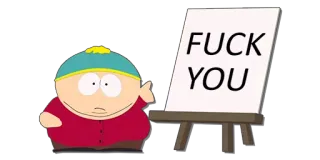 🖕 8d116360 Eric Cartman South Park FUCK YOU cartman, ofensivo, south park, dibujos animados telegram sticker