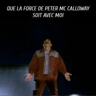 😡 0d737f86 QUE LA FORCE DE PETER MC CALLOWAY SOIT AVEC MOI 프랑스어, 인용구, 피터 맥컬로웨이, 유머 telegram sticker