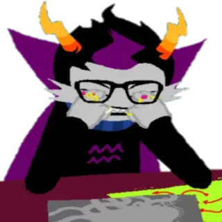 😭 5e26ecbb Cartone animato, Personaggio, Corna, Occhiali, Viola, Acquario, Fanart telegram sticker