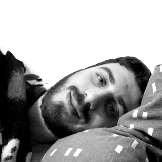 😌 e3d70b45 homme, portrait, couché, barbe, oreiller telegram sticker