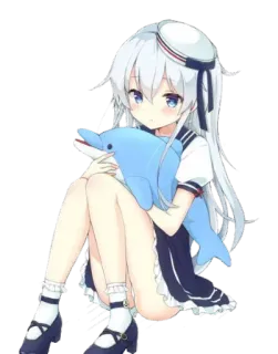 😢 8ec218fb Gadis anime, Lumba-lumba, Rambut putih, Seragam pelaut, Lucu, Kartun telegram sticker