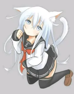 ☺️ a0164700 gadis anime, telinga kucing, seragam sekolah, imut, kawaii, kartun, ilustrasi telegram sticker