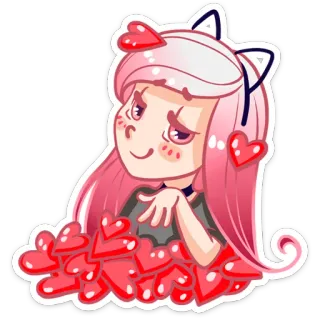 ❤ 17b82ece девушка-кошка, сердце, аниме, любовь, милый, розовые волосы whatsapp sticker