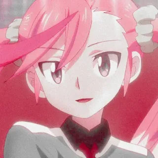 🌸 7e6622e1 anime, pelo rosa, dibujos animados, animación telegram sticker