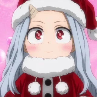 🐚 6f1ea36b Eri My Hero Academia Anime, Boże Narodzenie, Eri, My Hero Academia, Słodkie, Czapka Świętego Mikołaja telegram sticker