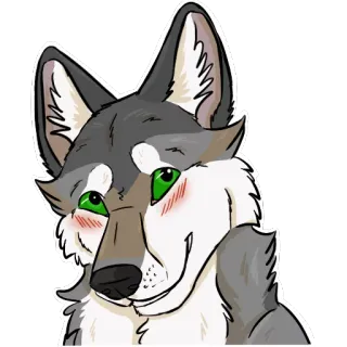 😊 09502651 wilk, antropomorficzny, słodki, naklejka, zielone oczy, psi, zwierzę telegram sticker
