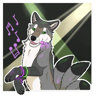 🎉 103f633f wilk, zwierzę, impreza, muzyka, święto telegram sticker