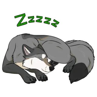 🛌 239aa58a ZZZZZ sen, śpiący, wilk, zwierzę, zmęczony, kreskówka, drzemka, odpoczynek telegram sticker
