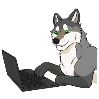 💻 5ee97abb wilk, zwierzę, laptop, kreskówka, futrzak, komputer telegram sticker