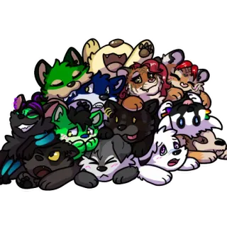 🌎 66116bf4 Furry, Zwierzę, Kreskówka, Naklejka, Stos, Zwierzęta telegram sticker