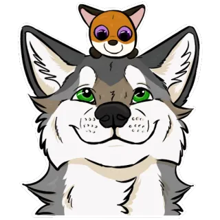 💩 7c147812 wilk, lis, kreskówka, zwierzę, słodki, maskotka telegram sticker