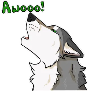 🐺 8e1448a4 Awooo! wilk, wycie, zwierzę, kreskówka, naklejka, awoo telegram sticker