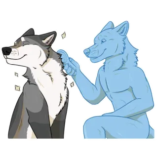 🧹 d8cf56a4 wilk, futrzak, głaskanie, zwierzę, pies, kreskówka telegram sticker