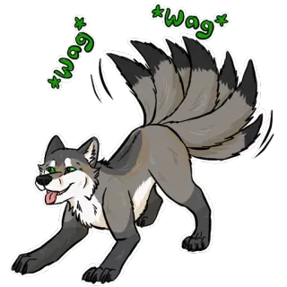 🙇 de33e5f6 wag pies, zwierzę, szczęśliwy, machanie, futrzasty, kreskówka, słodki, ilustracja telegram sticker