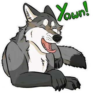 😫 f4c1dd89 Yawn! wilk, ziewanie, kreskówka, zwierzę, ssak, futrzak telegram sticker