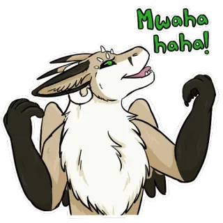 😈 f977809e Mwaha haha! Furry, Kreskówka, Śmiejący się, Złośliwy, Uśmieszek, Stwór telegram sticker