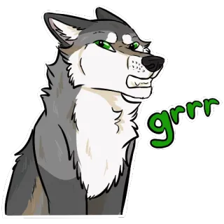 👎 fa514b73 grrr wilk, zwierzę, naklejka, kreskówka, grrr, futrzak, zły telegram sticker