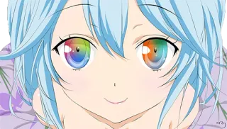 😏 b0b28e37 สาวอนิเมะ, ตาสีรุ้ง, ผมสีฟ้า, น่ารัก, ศิลปะ, การ์ตูน telegram sticker