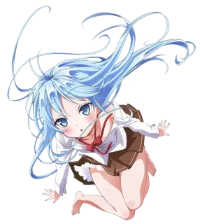 😏 b3d372cc อนิเมะสาว, ชุดนักเรียน, น่ารัก, ผมสีฟ้า, มังงะ, ตัวละคร telegram sticker