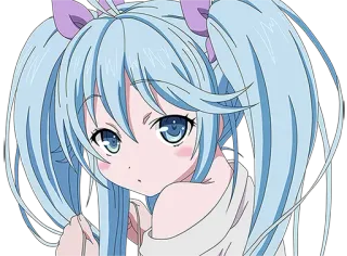 😏 e47ba554 อนิเมะ, ผู้หญิง, น่ารัก, ผมสีฟ้า, ผมแกะ, การ์ตูน telegram sticker