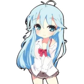 😏 e90f5e7a อนิเมะ ผู้หญิง, จิบิ, ชุดนักเรียน, คาวาอิ, น่ารัก, ผมสีฟ้า telegram sticker