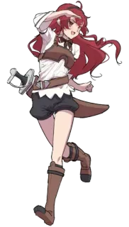 π 0414d3af anime girl, red hair, fantasy, sword, cartoon telegram sticker