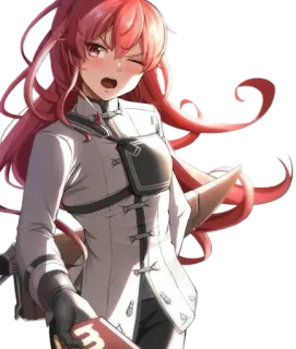 π 38471851 anime, girl, red hair, winking, white uniform telegram sticker