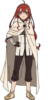 π 61e6e20a anime, character, illustration, red hair, cloak telegram sticker